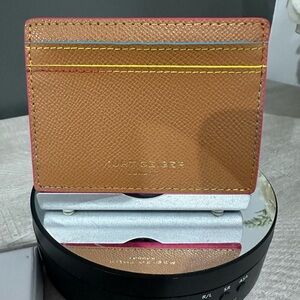 Kurt Geiger Tan Card Holder with Rainbow Stitching